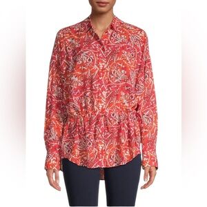 IRO Jacto Gathered Button Up Abstract Floral Blouse Size EU 34/U.S. Size 4